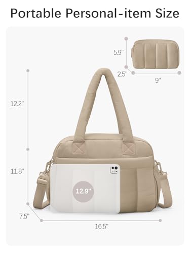 oscaurt Gym Bag for Women Lightweight Duffle Bag for Travel with Toiletry Pouch Water Resistant Carry On Weekender Overnight Duffel - color: Desert