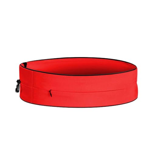 AnsrJ Slim Running Belt,Pockets with Zippers,Waist Pack for Phone Holder. - color: Red, size: X-Large