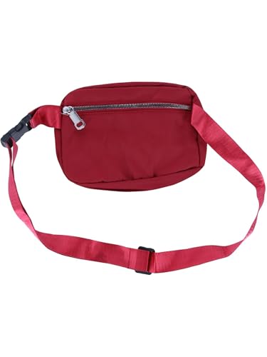 CTM Nylon Rectangle Belt Bag, Burgundy - color: Burgundy