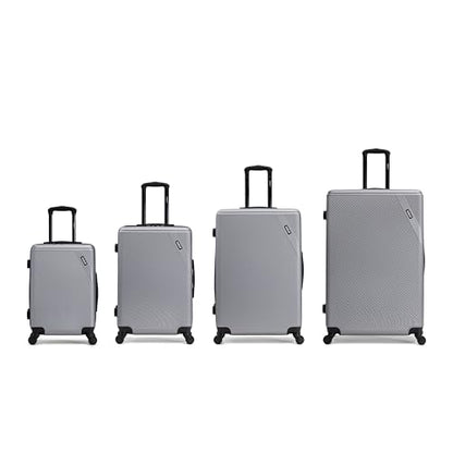 DUKAP DISCOVERY 4-Piece Hardside Spinner Luggage Set 20/24/28/32in Durable - color: Silver, size: 4 Piece Set