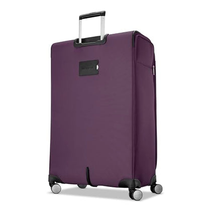 Samsonite Soft-Sided 29-Inch Lightweight Large Checked Expandable Element Suitcase: Durable, 360° Spinner Wheels, Adjustable Telescopic Handle, 2 Front & 1 Side Pocket- Purple - color: Purple, size: 29-Inch Checked-Large