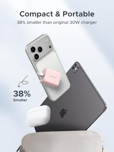 UGREEN 3포트 30W USB C 충전기 블록, GaN II 타입 C 고속 충전, 핑크 - color: 핑크