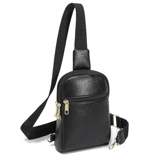 INICAT Small Anti Theft Crossbody Bag for Women,Sling Purse - color: Rich Black Antitheft, size: Large