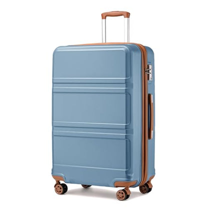 Kono 28 Inch Luggage Expandable Suitcase with Spinner Wheels TSA Lock - color: Apricot Blue, size: 28-inch Large-checked