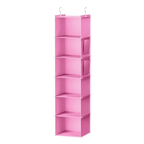 YOUDENOVA Hanging Closet Organizer and Storage, 6-Shelf, Light Pink - color: Light Pink