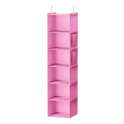 YOUDENOVA Hanging Closet Organizer and Storage, 6-Shelf, Light Pink - color: Light Pink