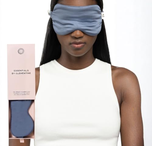 Mulberry Silk Sleep Mask by Clementine, Blue Silver Ion Blackout Eye Mask - color: Blue Lagoon