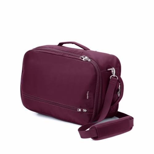 Securtex® Classic Anti-Theft Convertible Travel Backpack - 11x17” Carry-On, Fits 16” Laptop, Locking Zippers, Expandable - color: Mulberry