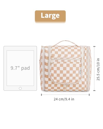 Narwey Large Hanging Travel Toiletry Bag for Women, Makeup Cosmetic Bag - color: C-Light Checkerboard-1, size: Large