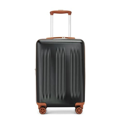 Kono Carry On Luggage 22x14x9 Airline Approved 20 Inch Expandable TSA Lock - color: Black&Brown, size: 20"