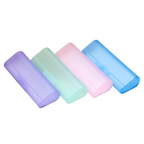 4PCS Portable Transparent Plastic Glasses Case Hard Shell Eyeglasses Protective Box Travel Sunglasses Storage Containers Eyewear Accessories (Random Color)