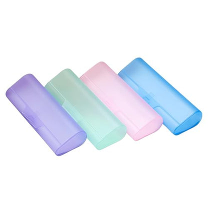 4PCS Portable Transparent Plastic Glasses Case Hard Shell Eyeglasses Protective Box Travel Sunglasses Storage Containers Eyewear Accessories (Random Color)