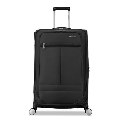 Samsonite Soft-Sided 25-Inch Lightweight Medium Checked Expandable Element Suitcase: Durable, 360° Spinner Wheels, Adjustable Telescopic Handle, 2 Front & 1 Side Pocket -Black - color: Black, size: 25-Inch Checked-Medium