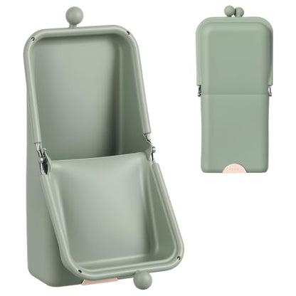 Kacctyen Makeup Brush Case Silicone Standing Makeup Brush Holder,Sage Green - color: Sage Green
