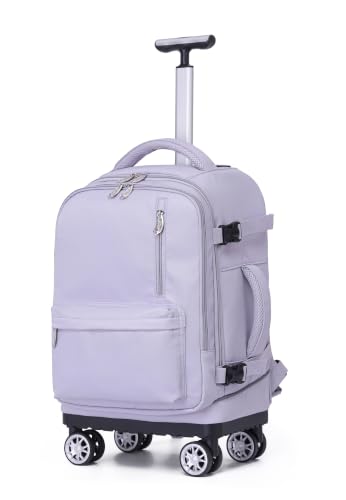 NEW TILAMI 19 Inch Rolling Backpack 4 Spinner Wheels for School, Purple - color: Purple