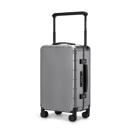ROAMING All Aluminum Hardside 20 Inch Carry On Luggage, Zipperless Suitcase with TSA Lock & Wide Handle, Airline Approved Rolling Spinner Wheels, Travel Luggages with Leather Handle & Pockets,Grey - color: Grey, size: 20 Inch Carry On Luggage