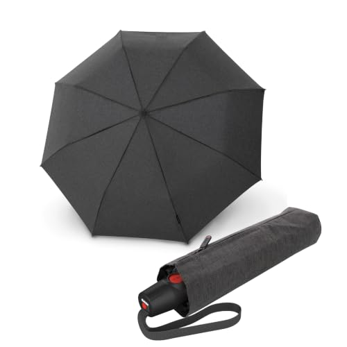 Knirps T.200 Automatic Travel Umbrella for Rain, Compact, Melange Black - color: Melange Black