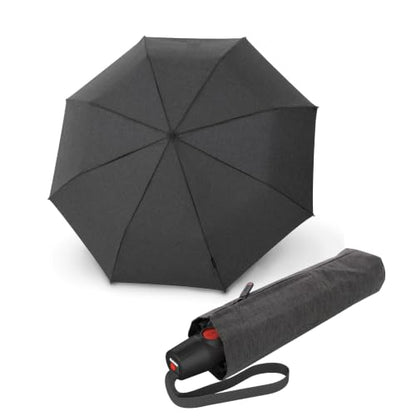 Knirps T.200 Automatic Travel Umbrella for Rain, Compact, Melange Black - color: Melange Black