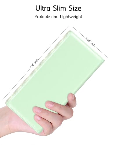 Womens Wallet, RFID Slim Wallet, Credit Card Holder Purse, Leather Bifold - color: Green