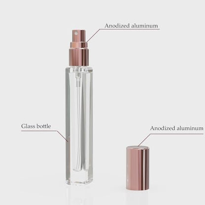 5PCS Cologne Atomizer Empty, 10ML Mini Perfume Bottles Refillable With Dispenser Tools, Pocket Spray Bottle for Travel and Sample Container (Transparent+Pink Cap) - color: Transparent+pink cap