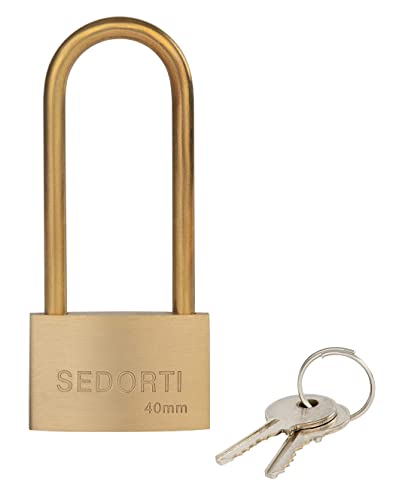 SEDORTI Weather Proof Lock, Solid Brass Padlock with Brass Long Shackle, 1-1/2" Wide, Light Duty Small Marine Grade Padlock - color: 1 Pack