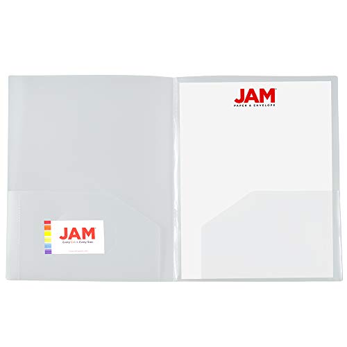 JAM PAPER Heavy Duty Plastic Multi Pocket Folders - 4 Pocket Organizer - Clear - 2/Pack - color: Clear, size: 4 Pocket (Pack of 2)