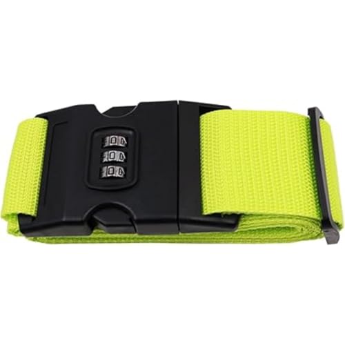 2-Pack Bright Green Luggage Strap with Combination Lock – 174cm Adjustable Travel Belt for Suitcases, Durable Nylon TSA-Friendly Baggage Security Strap