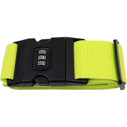 2-Pack Bright Green Luggage Strap with Combination Lock – 174cm Adjustable Travel Belt for Suitcases, Durable Nylon TSA-Friendly Baggage Security Strap