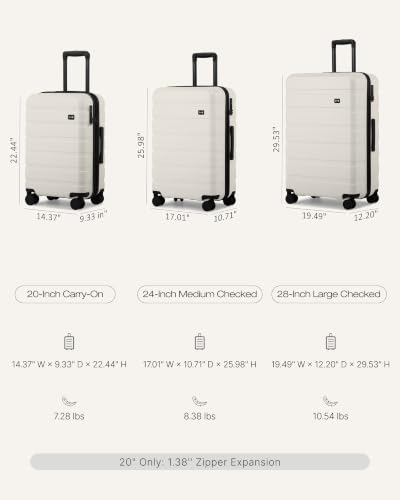 Coolife Luggage Set, 3 Piece Lightweight Durable Hardshell, Matte White - color: Matte White