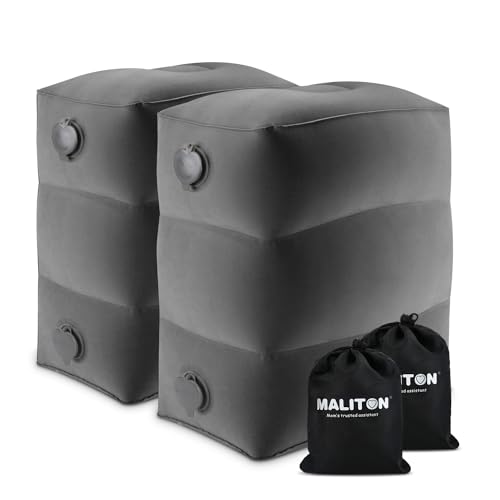 Maliton 항공 여행용 공기 주입식 발 받침대 베개, (다크 그레이, 2팩) - color: 다크 그레이., size: 2 Pack
