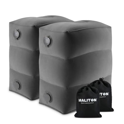 Maliton 항공 여행용 공기 주입식 발 받침대 베개, (다크 그레이, 2팩) - color: 다크 그레이., size: 2 Pack