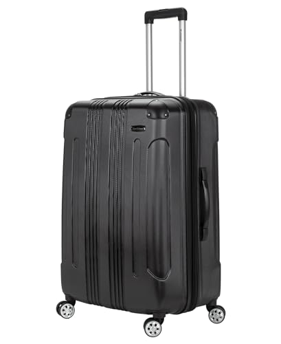 Rockland London Hardside Expandable Spinner Wheel Luggage, Checked Large 28", Black - color: Black, size: Checked 28"
