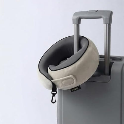 Memory Foam Wrap Around Travel Neck Pillow for Airplane, Light Grey - color: Light Grey
