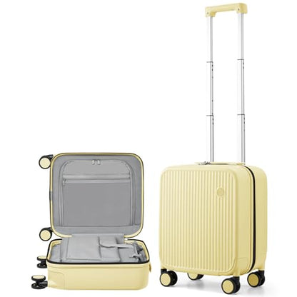 mixi Underseat Carry on Luggage 16 Inch Hardshell PC Suitcase with Spinner Wheels TSA Lock for Travel, Lark Yellow - color: Lark Yellow TSA2, size: 16-inch