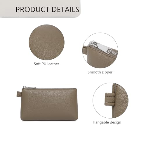 Small Makeup Bag for Purse, Leather Cosmetic (Tea Color) - color: Tea Color