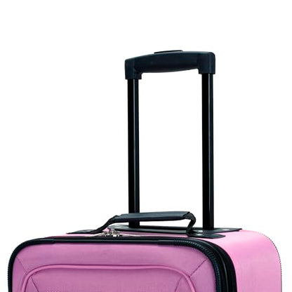 Rockland Fashion Softside 2 Piece Luggage Set, Expandable, (14" Tote/19" Upright), Pink - color: Pink, size: 2 Piece (19"/14" Tote)