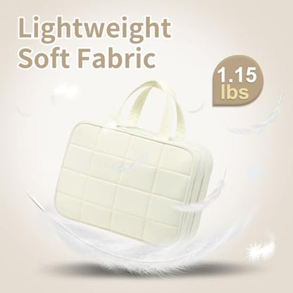 Travel Hanging Toiletry Bag for Women Puffy Makeup Bags Beige