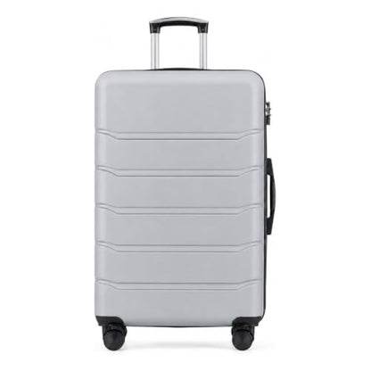 NEWBULIG 24 Inch Checked Luggage, Expandable Suitcase with Spinner Wheels - color: Light Grey, size: 24 Inch