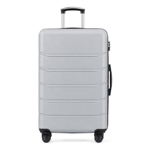 NEWBULIG 24 Inch Checked Luggage, Expandable Suitcase with Spinner Wheels - color: Light Grey, size: 24 Inch