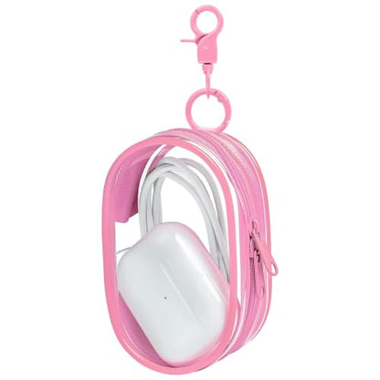 Linsaner 1 Pack Transparent Tech Pouch Storage Bag, Pink - color: B1-Pink