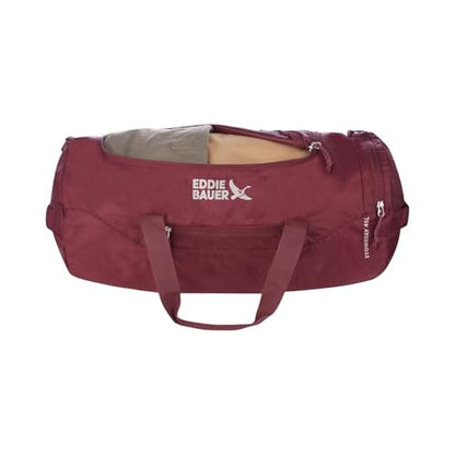 Eddie Bauer Stowaway Packable Duffel Bag, 45L, Black Cherry | Lightweight Durable Ripstop Polyester, Packs Flat When Not in Use, Roomy Travel Duffel for Trips and Gym Use - color: Black Cherry