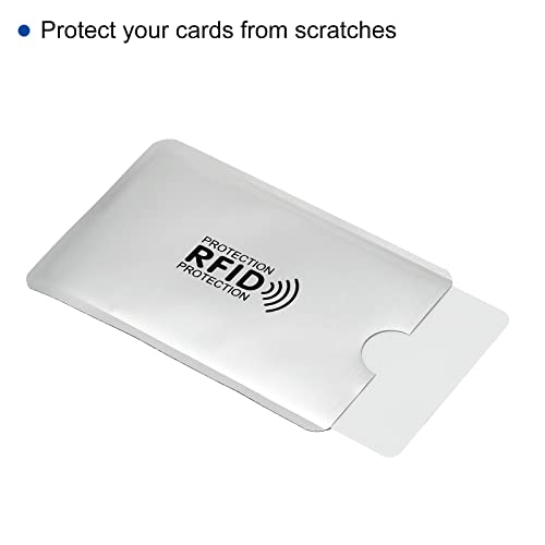 PATIKIL 92 x 62 x 0.3mm RFID Blocking Credit Card Sleeves,10 Pack Contactless Protector Holder for NFC Wallet Purse, Silver Tone - color: Silver Tone