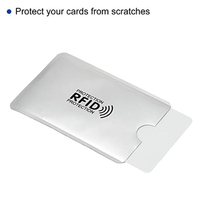 PATIKIL 92 x 62 x 0.3mm RFID Blocking Credit Card Sleeves,10 Pack Contactless Protector Holder for NFC Wallet Purse, Silver Tone - color: Silver Tone