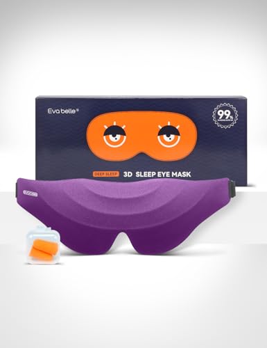 Sleep Eye Mask for Men Women, EVA BELLE Light Blocking Sleeping Mask for Side Sleeper, 3D Contoured Cup Night Blindfold, Lash Extensions 3D Sleeping Mask with Adjustable Strap for Travel, Night & Nap - color: 02-purple