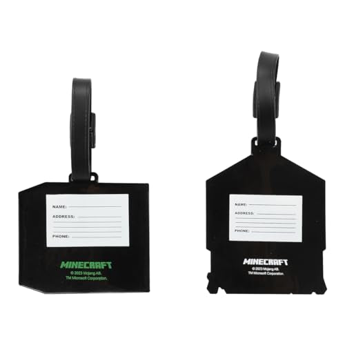 Minecraft Youth Luggage Tag 2pc Set - 3D Molded Rubber with ID Card