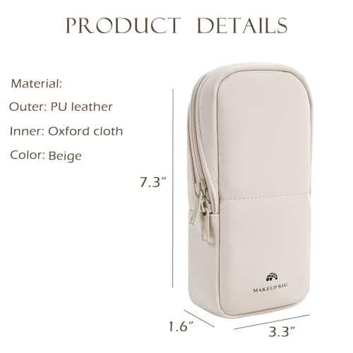 RSRSLEII Small Standing Makeup Bag, Wipe-Clean Brush Holder (01Beige) - color: 01Beige