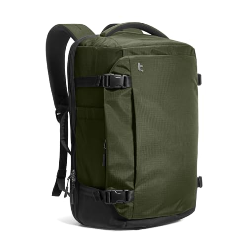 tomtoc Travel Backpack 28L,TSA Personal Item Bag Flight Approved,PFAS Free - color: Green-ripstop, size: 28L