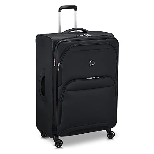 DELSEY PARIS Sky Max 2.0 Softside Expandable Luggage with Spinner Wheels, Black, Checked-Large, 28 Inch - color: Black, size: Checked-Large, 28 Inch