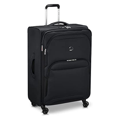 DELSEY PARIS Sky Max 2.0 Softside Expandable Luggage with Spinner Wheels, Black, Checked-Large, 28 Inch - color: Black, size: Checked-Large, 28 Inch
