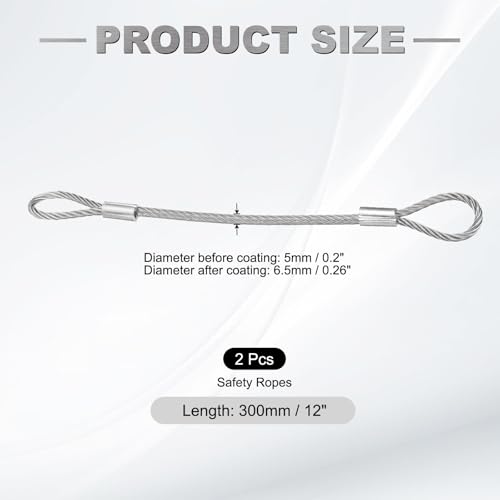 PATIKIL 12" Safety Cable Lock Security Wire Ropes 0.26" Dia Clear 2Pcs - size: 12 Inch-Clear